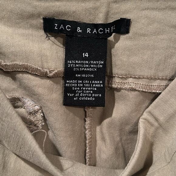 Zac & Rachel khaki pull on capri pants sz 14 - Picture 6 of 6